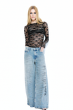 Blusa Manga Longa Renda Tigre