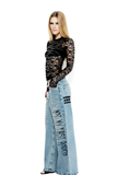 Blusa Manga Longa Renda Tigre