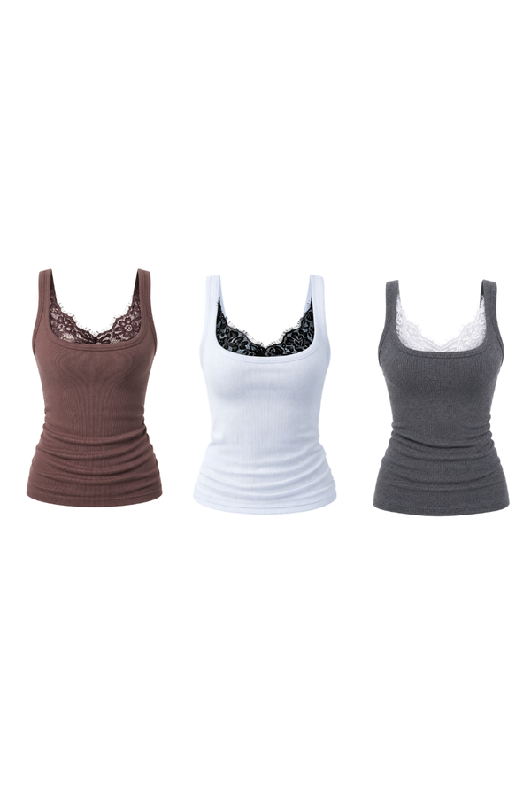 Kit: 3 Regatas Push Up (Branco + Cinza + Marrom)
