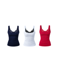 Kit: 3 Regatas Push Up (Branco + Vermelho + Azul)