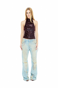 Calça Jeans Cintura Baixa Destroyed