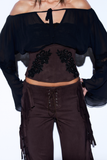 Blusa Ombro Amarrações Crepe Preto