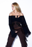Blusa Ombro Amarrações Crepe Preto