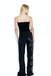 Calça Jeans Strass Snake