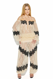 Blusa Laced Ombro a Ombro Renda Creme