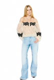 Blusa Laced Ombro a Ombro Renda Creme