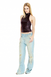 Calça Jeans Cintura Baixa Destroyed