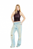Calça Jeans Cintura Baixa Destroyed